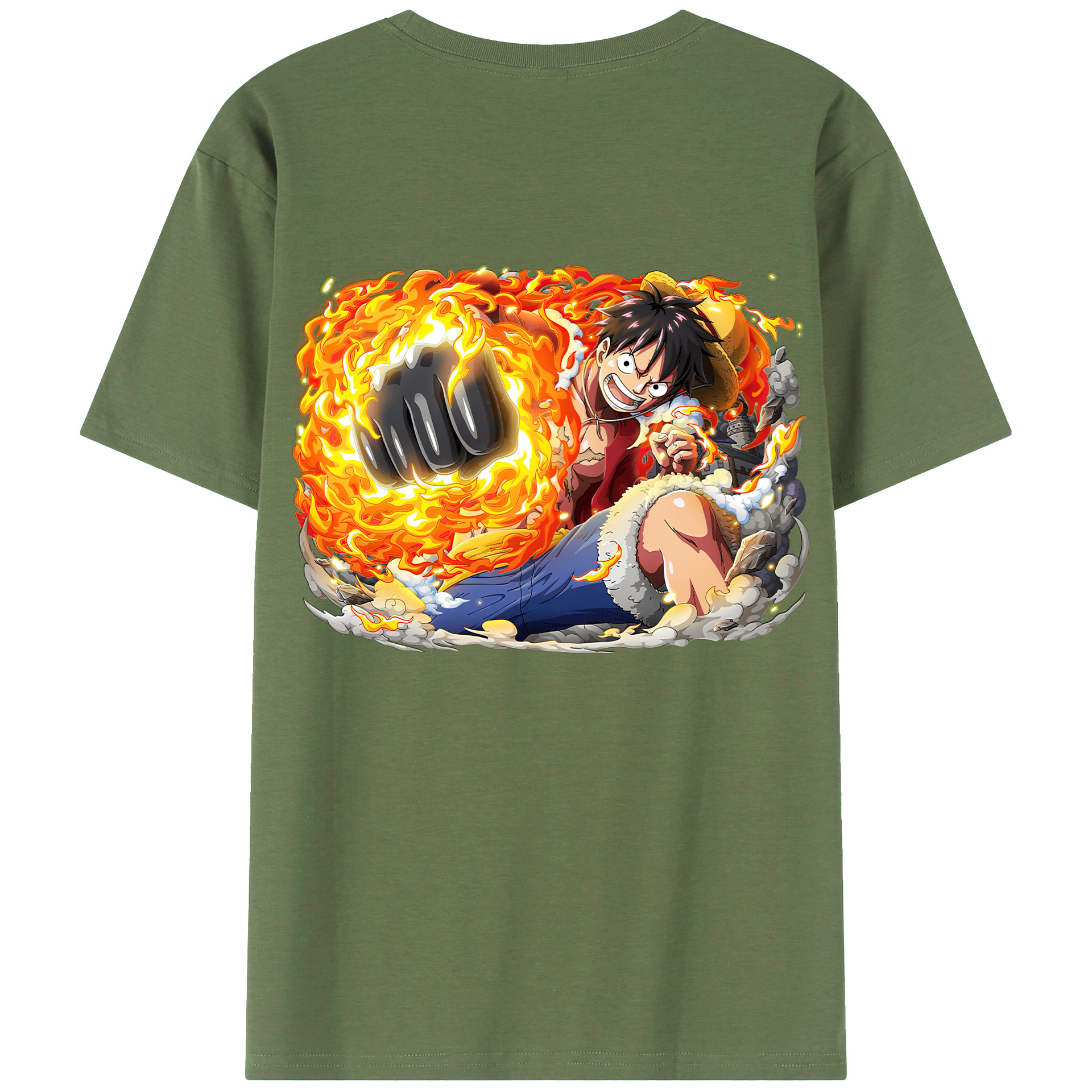 ワンピース モンキー・D・ルフィ ONE PIECE Monkey D. Luffy 綿100％ メンズ半袖Tシャツ（バックプリント） 通気性